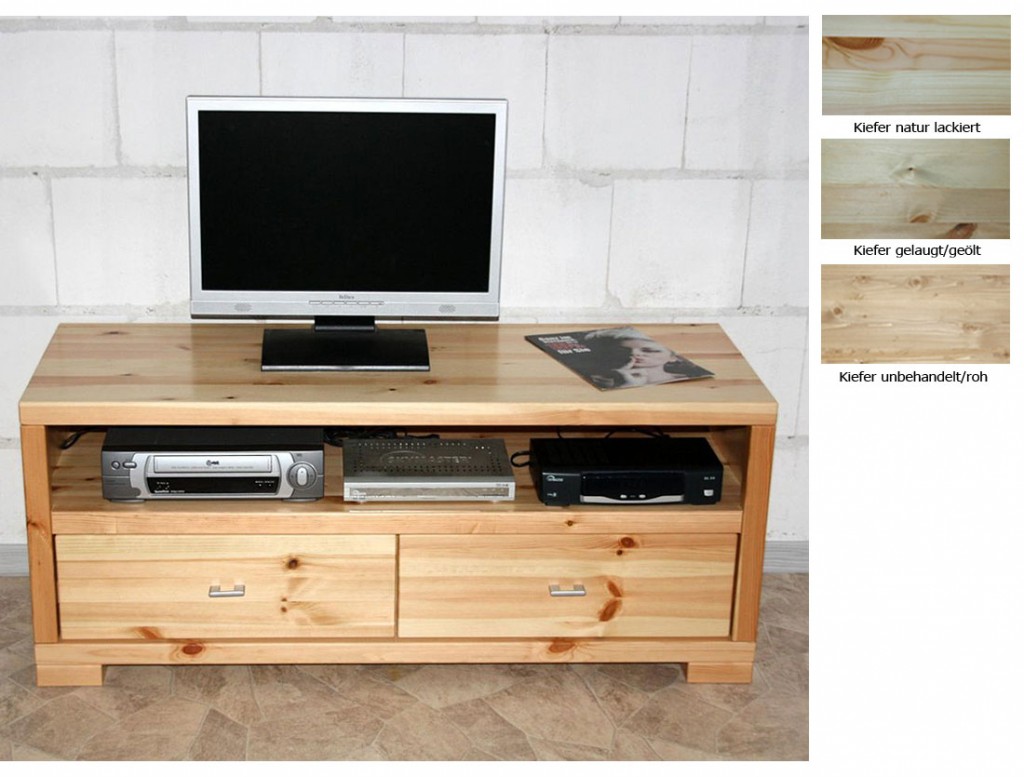 Massivholz TVLowboard 120cm TVMöbel Kiefer natur