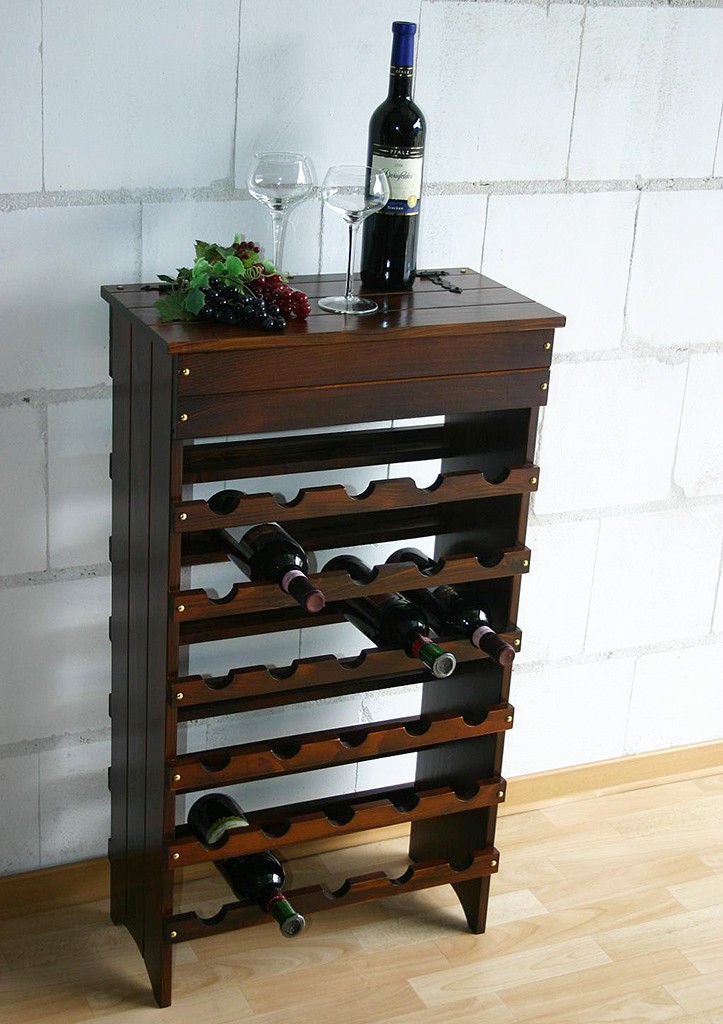 Weinregal Flaschenregal 30 Flaschen - Holz Fichte massiv kolonial