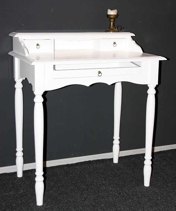 Massivholz Sekretär weiß Schreibtisch Konsolentisch massiv Holz lackiert