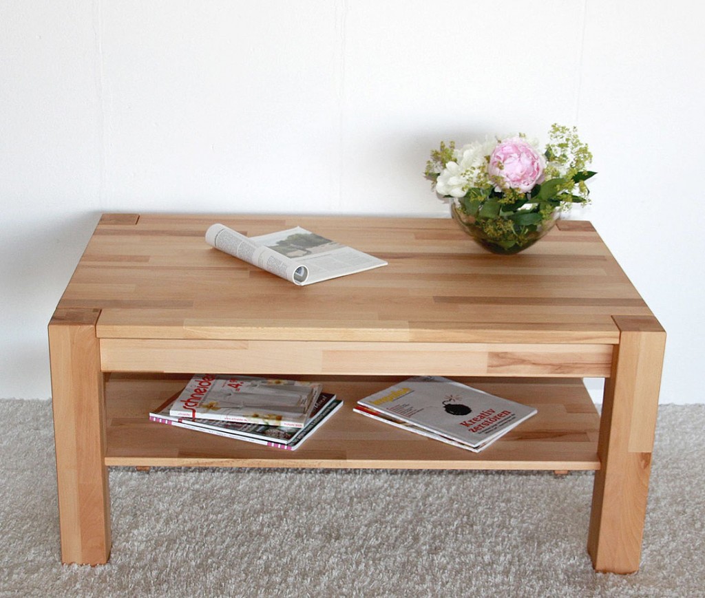 Massivholz Couchtisch Beistelltisch 105x65cm, Kernbuche