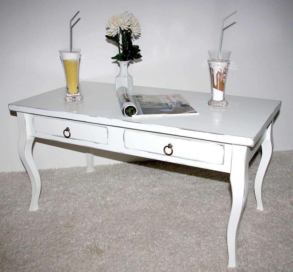 Massivholz tisch couchtisch shabby sofatisch weià wohnzimmertisch ...