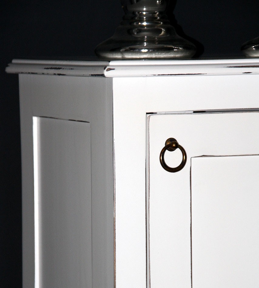 Massivholz Kommode Wäscheschrank Badschrank schmal massiv weiß shabby