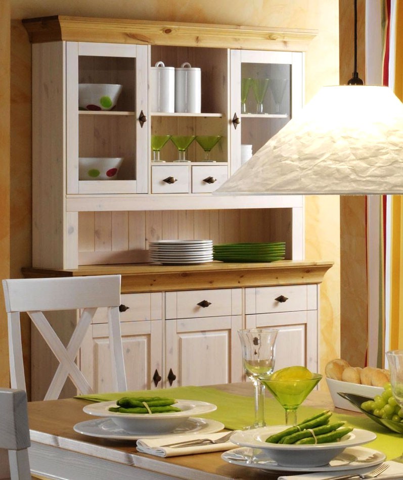 Buffet schrank weià gelaugt küchen vitrine esszimmer möbel kiefer ...