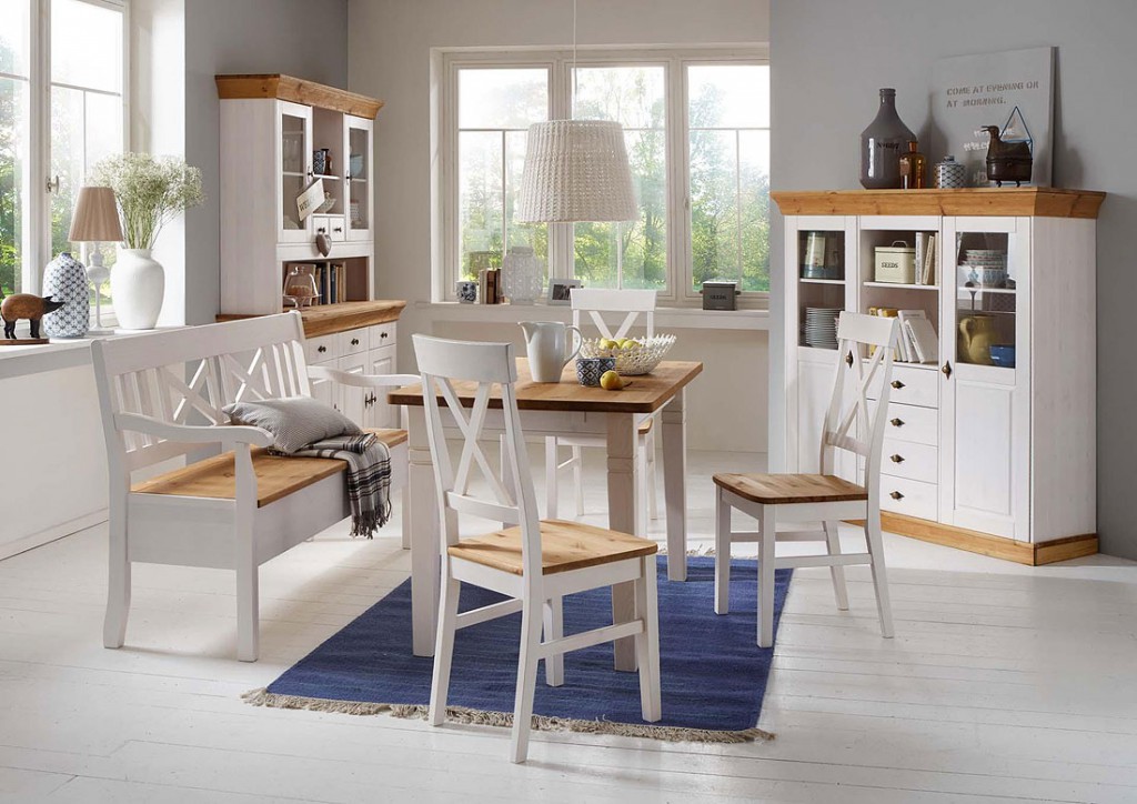 Buffet schrank weià gelaugt küchen vitrine esszimmer möbel kiefer ...