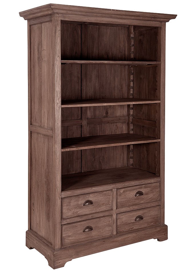 Massivholz Aktenregal Ordnerregal Bücherschrank Teak unbehandelt