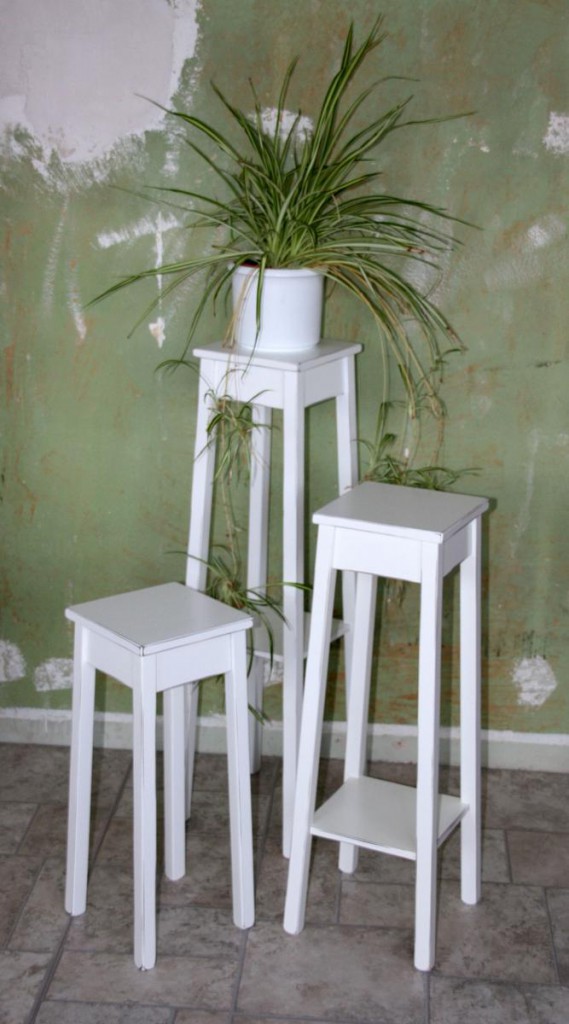 Blumentisch Blumenhocker Blumenständer 100 blumensäule holz massiv weiß