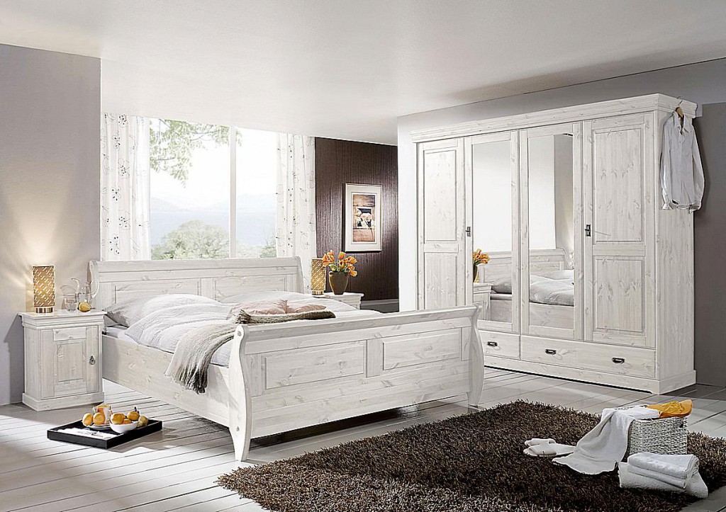 Massivholz schlafzimmer komplett set kiefer massiv holz weiÃ
