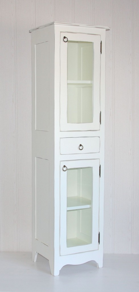 Massivholz Badhochschrank Badschrank Badezimmerschrank massiv weiß antik