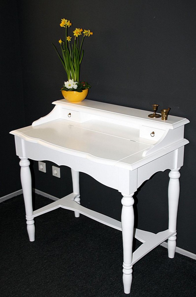 Italienischer Sekretär weiß Schreibtisch Konsolentisch Holz massiv