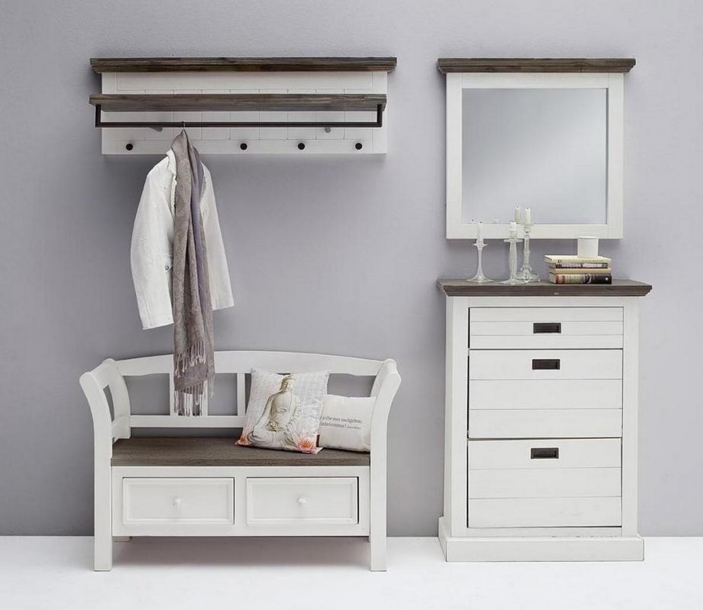 Diele komplett Akazie weiss shabby chic Gomera GOM0