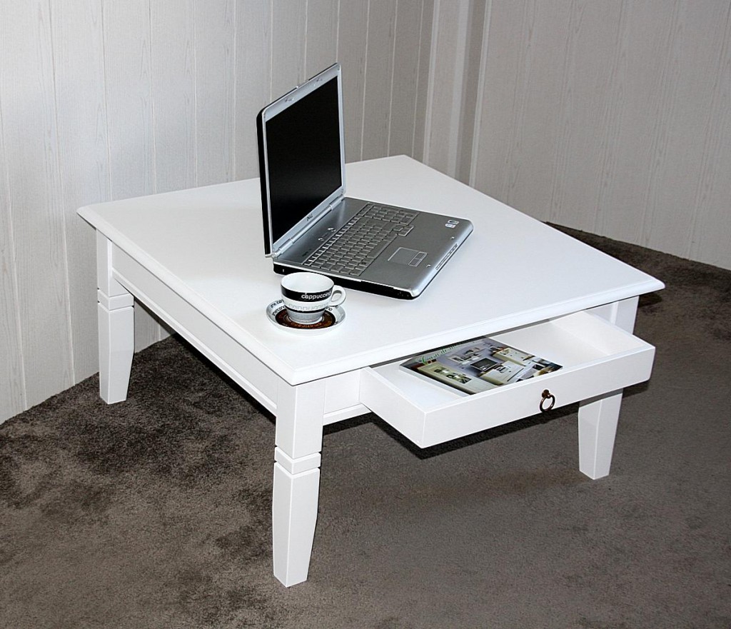 Massivholz Couchtisch Beistelltisch weiß Sofatisch Tisch ...