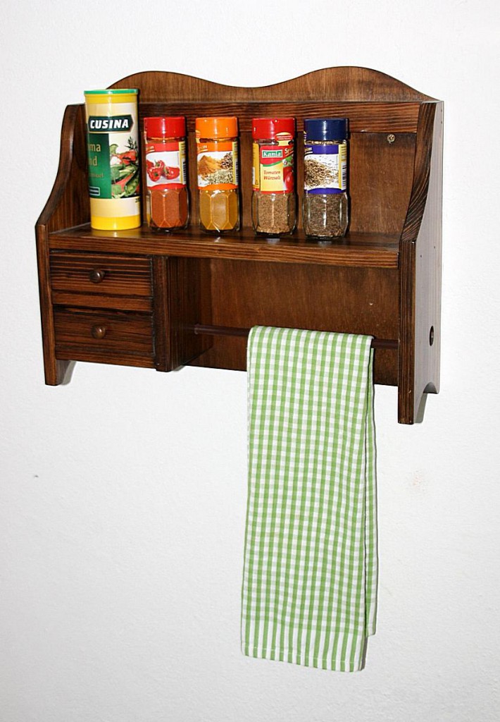 Massivholz küchenrollenhalter kolonial 2 schubladen küchenregal ...