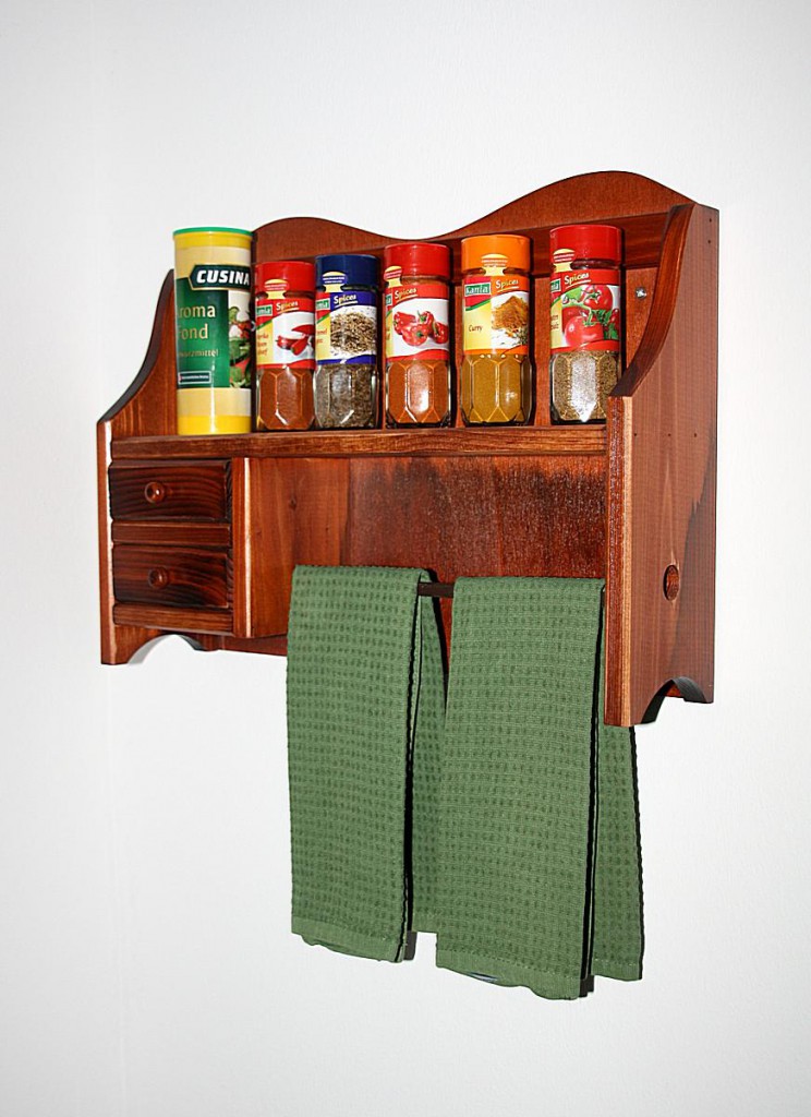 Massivholz küchenrollenhalter kirschbaumfarben 2 schubladen ...