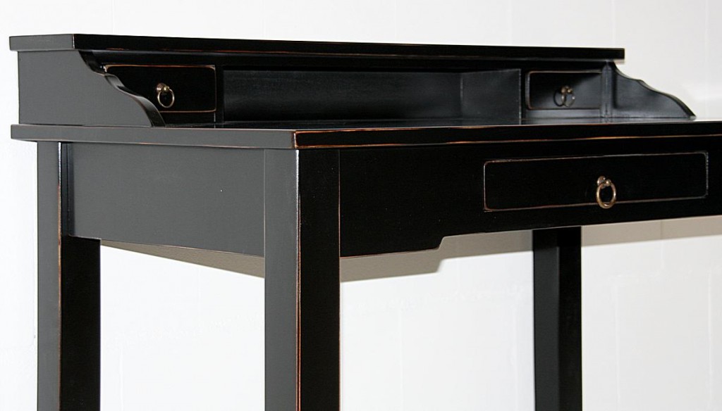 Massivholz Sekretär Konsolentisch Schreibtisch Holz schwarz antik