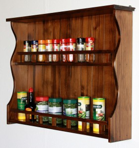 Massivholz Gewürzregal Gewürzhalter 80cm Gewürzboard Küchenregal mit 2