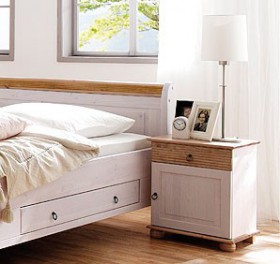 Massivholz Schlafzimmer-Set komplett Kiefer massiv weiß antik