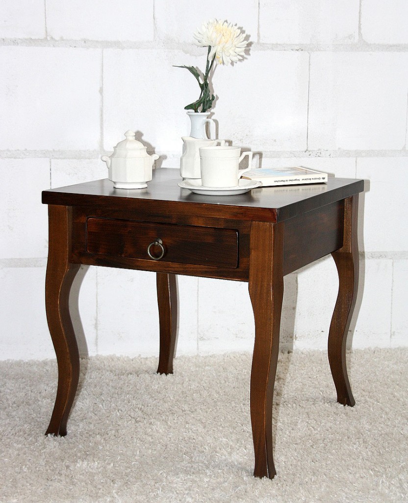 Massivholz Beistelltisch kolonial Couchtisch mit Schublade Massivholz Beistelltisch kolonial Couchtisch mit Schublade
