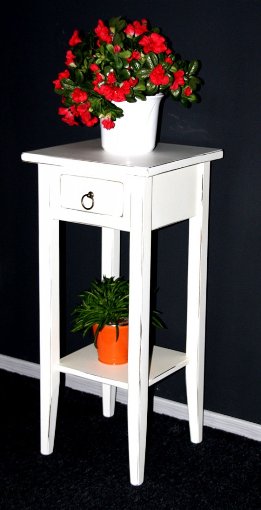 Massivholz Beistelltisch Blumentisch Blumenhocker 70 Holz massiv weiß
