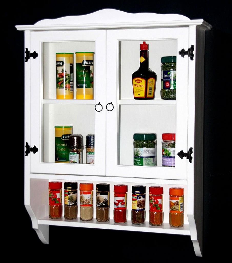 Massivholz Hängevitrine Gewürzregal Badmöbel Wandregal Gewürzhalter