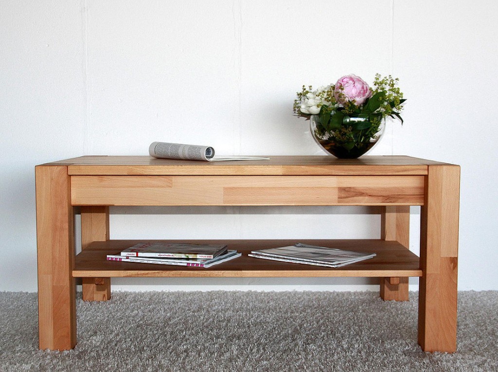 Massivholz couchtisch beistelltisch 105x65cm, kernbuche massiv geölt Couchtisch vollholz