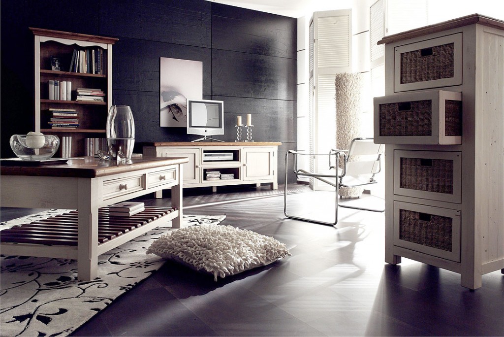 Sideboard anrichte shabby vintage look kiefer massiv weià honig Moebel wohnzimmer