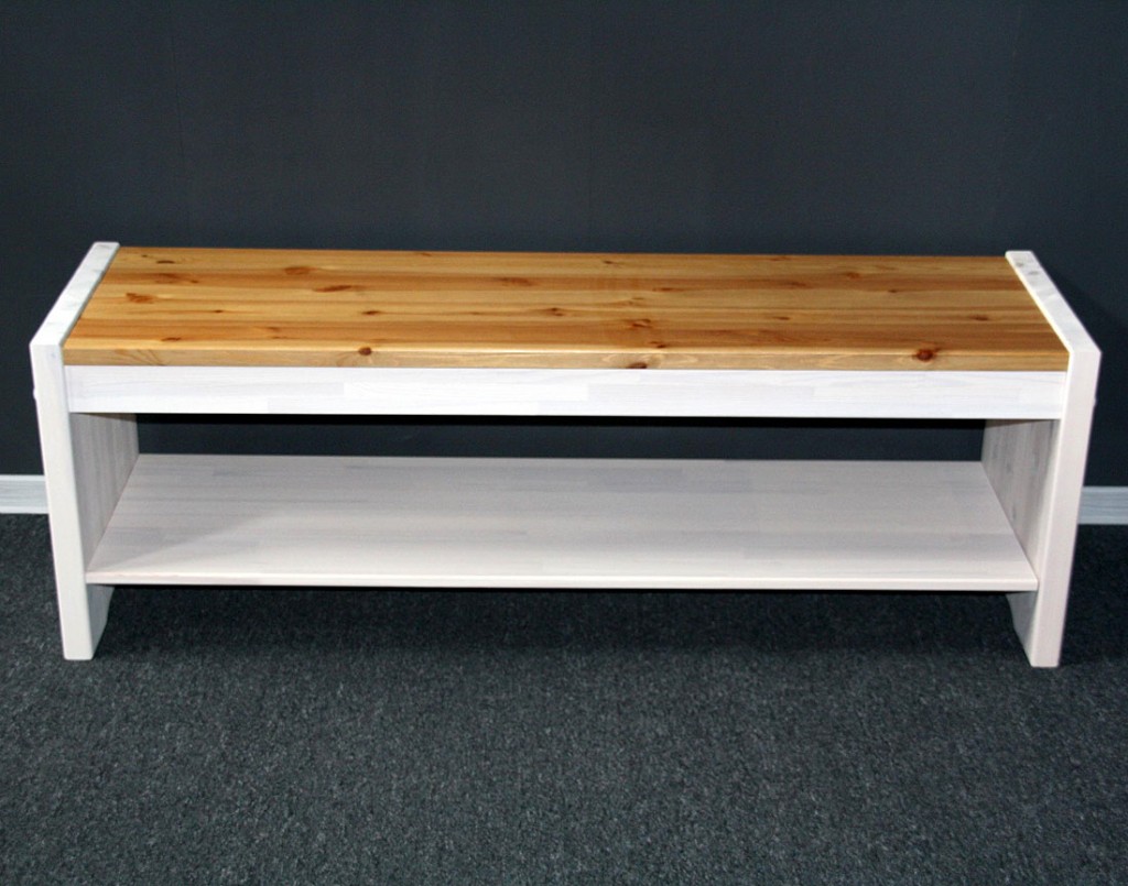 Massivholz Sitzbank Kiefer massiv Holzbank Küchenbank weiß antik