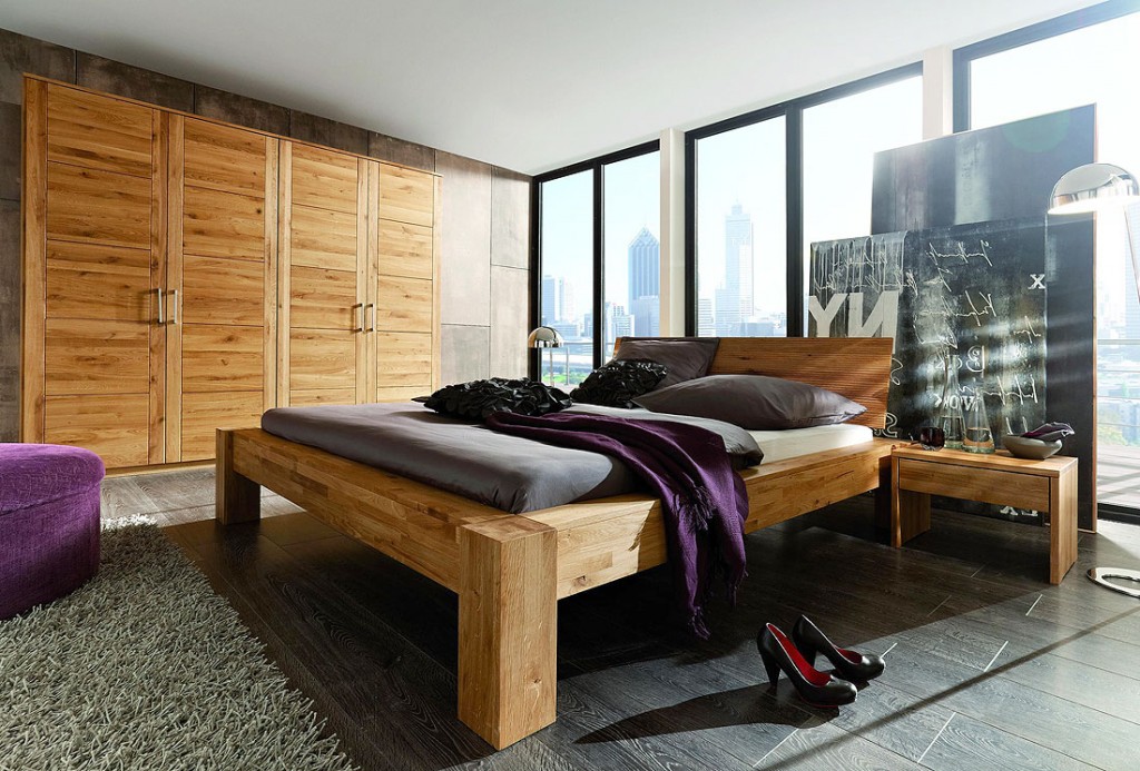 Massivholz balkenbett 200x200 unikat holzbett wildeiche massiv ... Schlafzimmer betten aus holz