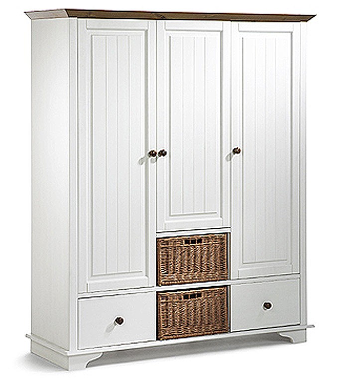Massivholz Julia Kinderschrank Kleiderschrank 3türig weiß ...