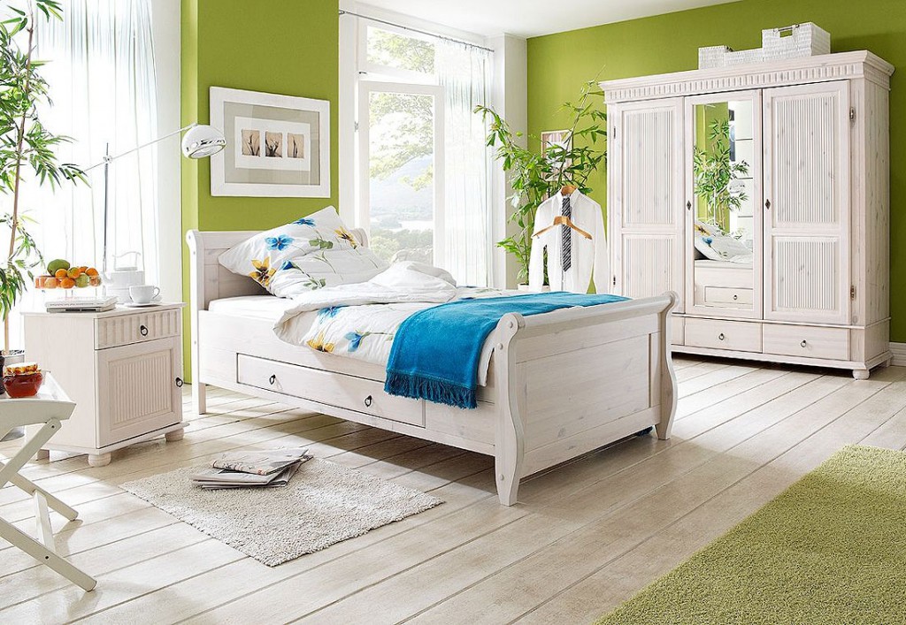 Massivholz schlafzimmer set komplett kiefer massiv weià lasiert