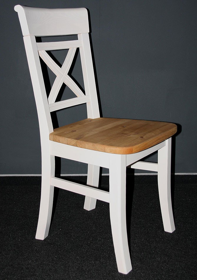 Massivholz Stuhl Fjord Holzstuhl Küchenstuhl Kiefer massiv weiß gelaugt