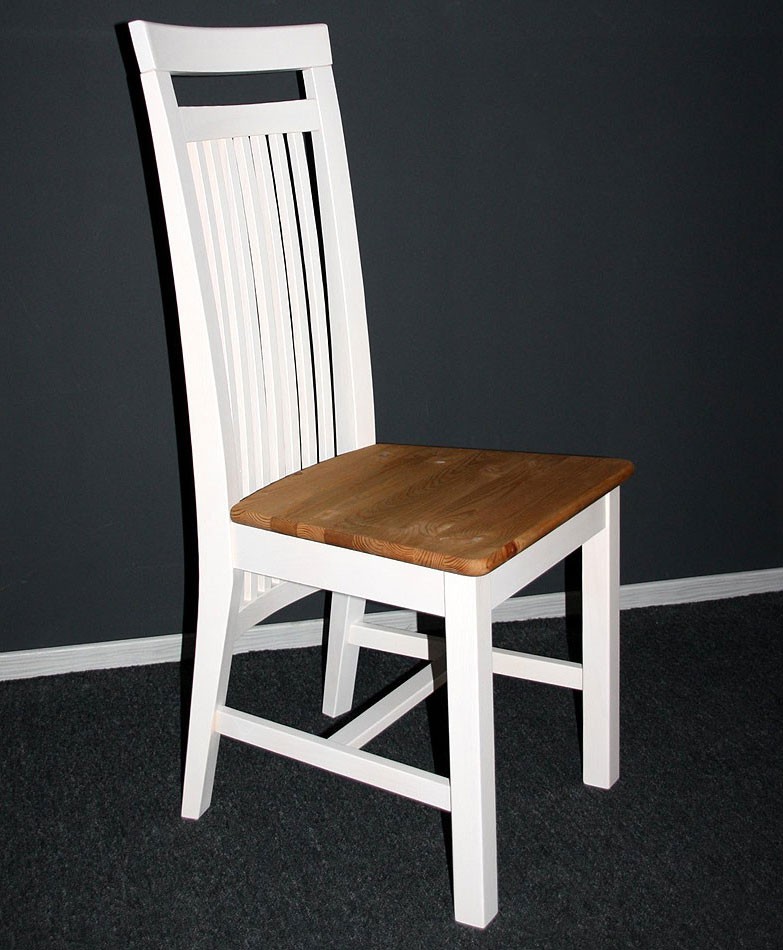 Stuhl aus Holz Holzstuhl Stühle Kiefer massiv weiß gelaugt