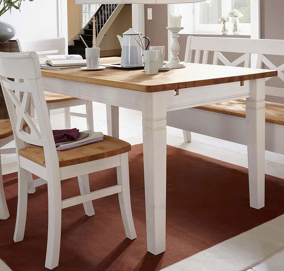 Esstisch 120x78 Tisch Küchentisch Kiefer massiv weiß gelaugt