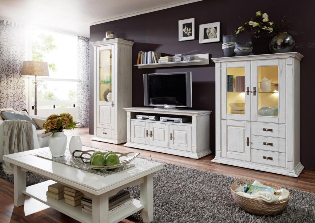Wohnzimmer komplett 5teilig weià stube kiefer massiv shabby chic