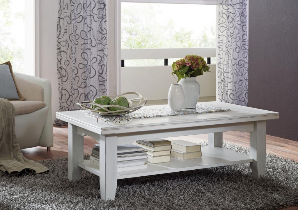Couchtisch 125x65 weià wohnzimmertisch kiefer massiv shabby chic