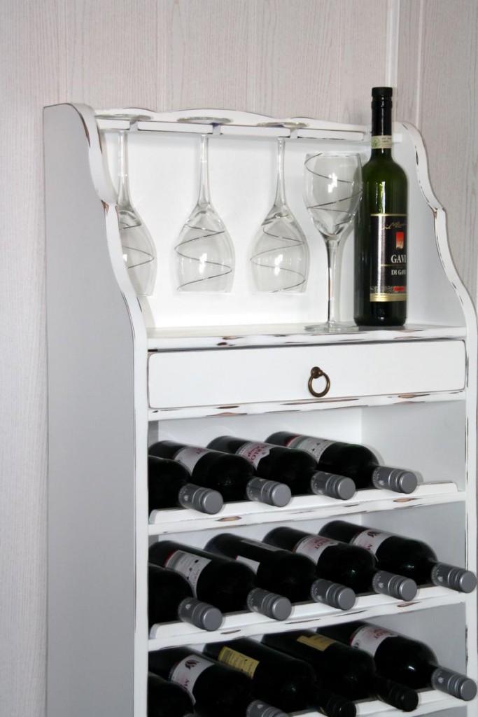 Weinregal weiß antik Flaschenregal Weinaufbewahrung Regal für 25