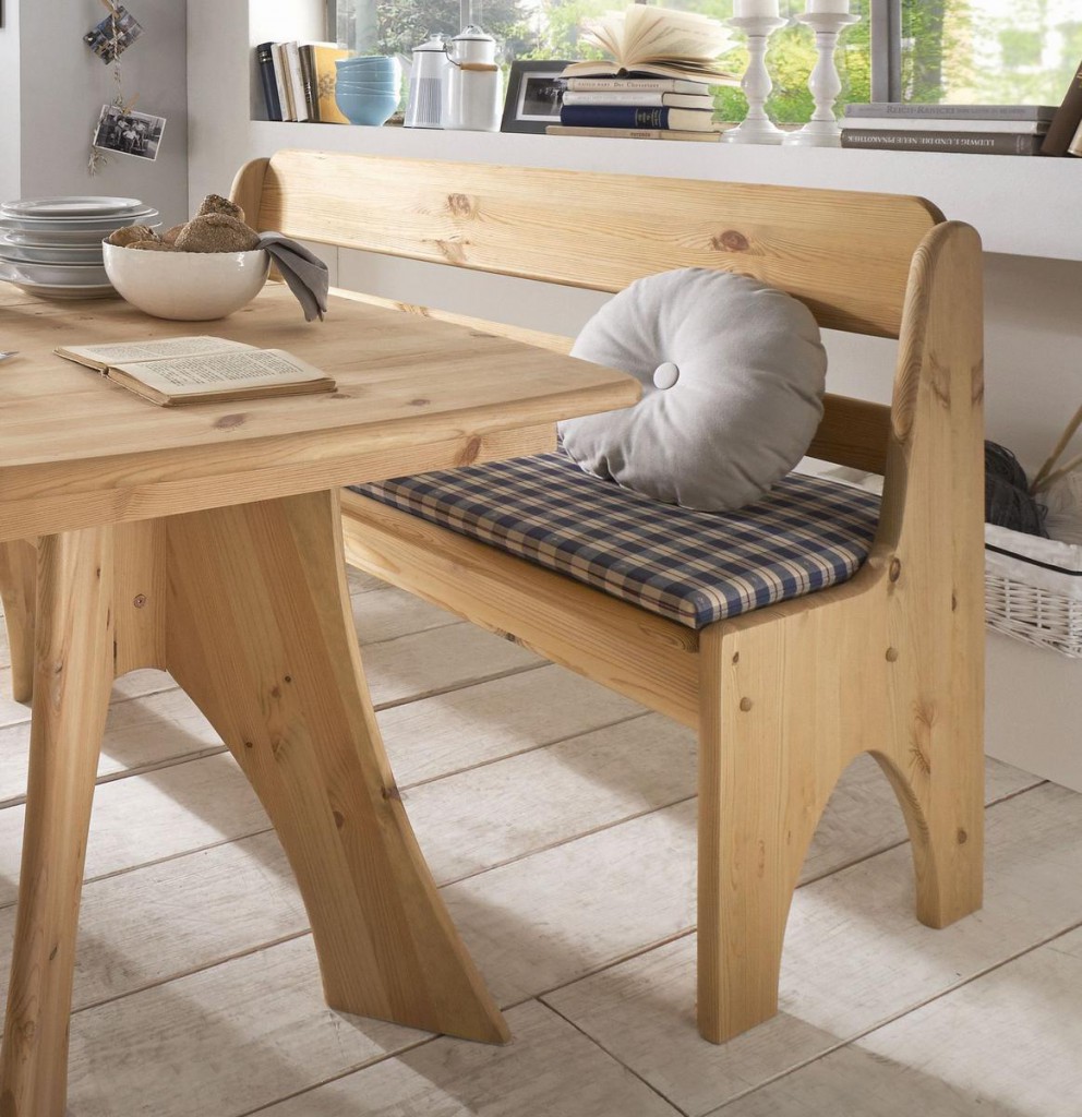 Sitzbank 156 cm Kiefer gelaugt geölt Truhenbank Holz massiv